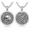 ROMANTICWORK Memento Mori - Collana in argento sterling 925, con ciondolo a forma di teschio gotico, idea regalo per uomini e donne, 22 Zoll, Argento sterling