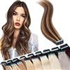 SEGO Extension Adesive Capelli Veri Biadesivo 40 Fasce Biadesive Tape Invisibili 100% Remy Human Hair Extensions Senza Clip 35cm 80g #4P27 Marrone Medio mix Biondo Scuro