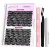 VEYESBEAUTY Lash Clusters Individual Lash Extensions One More+ DIY False Eyelash Tray Volume Cluster Lashes for Self Application (40D+50D kit, 8-16mm).