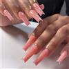 Angwis 24 unghie finte lunghe e quadrate rosa glitterate, con punta francese, colla rimovibile, copertura completa, accessori per nail art da sposa da donna