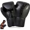 KTMOUW Guantoni da Boxe in Pelle Guantoni Boxe per MMA Muay Thai Allenamento Fitness Kickboxing Unisex Adult Nero 10 12 14 oz