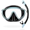 CRESSI Tino & Scilla Black/Ice Cyan - Combo Set Snorkeling Maschera Tino e Snorkel Scilla, Nero/Azzurro Ghiaccio, Taglia Unica, Adulti