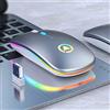 Tenglang Mouse Wireless Ricaricabile LED colorato A2 Slim 2.4GHz Mouse Wireless Silenzioso con Ricevitore USB Mouse USB Ricaricabile RGB per PC Laptop (Gray)