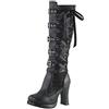 SoonerQuicker Stivali alti al ginocchio, da donna, tacco alto, plateau, stile steampunk, gotico, vintage, cosplay, Nero (Nero ), 36.5 EU