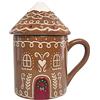 Divas World Tazze di Natale in ceramica a forma di casa di pan di zenzero e omino di pan di zenzero e gnomo, con coperchio, manico, barattoli per caffè e biscotti, graziose, estetiche, adatte al
