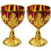 Flylin 2 bicchieri vintage dorati, in oro antico, vintage, in metallo, stile medievale, per cucina, casa, bar, feste, matrimoni (rosso oro)