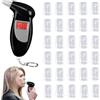 Funmo Etilometro polizeigenau, misuratore di prova con 30 bocchini, etilometro professionale con schermo LCD digitale, misuratore di alcool portatile per uso privato