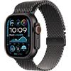 Apple Watch Ultra 2 GPS + Cellular 49 mm Sportwatch con robusta cassa in titanio Nero e Loop in maglia milanese Nero - Small. Fitness tracker, GPS di precisione, luminoso display Retina