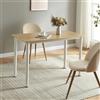 [en.casa] Tavolo da Pranzo con Piano Rettangolare in MDF 120 x 60 cm 4 Gambe in Acciaio Postazione di Lavoro Studio - Effetto Rovere/Bianco