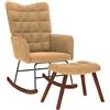 vidaXL Poltrona a Dondolo con Poggiapiedi Marrone in Velluto, sedia, sedia a sdraio, posti a sedere, sedia a dondolo, sedia da salotto, sedia relax