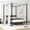 LIFEZEAL Struttura Letto Matrimoniale a Baldacchino 140x200cm, Max 300kg, con Testiera, Spazio sotto Letto, Piazza e Mezza, Rete a Doghe, Telaio, Base, Supporto, Piattaforma, in Metallo, per Camera