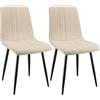 ANVOFONG Set Di 2 Sedie Da Pranzo,Sedia Da Cucina Con Piedi In Metallo Nero,Sedie Imbottite Con Tessuto Di Lino,Sedia Da Camera Da Letto Salotto,Beige