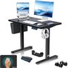KESSER® Scrivania elettrica regolabile in altezza, Scrivania ergonomica per postura eretta, Controllo di memoria a 3 funzioni, incl. Ruote a 360° e Porta di ricarica USB, 100x60 cm - Nero