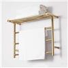 YRUIIA Scaldasalviette Elettrico Oro, portasciugamani riscaldato a Parete, stendino con ripiano, portasciugamani riscaldato in Acciaio Inox 304 per Bagno,Plugin