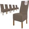 sh SCHEFFLER-HOME LIVE HOMESTYLE SCHEFFLER-Home Coprisedie Lena/Set di 6 Copri Sedie da Pranzo Elastici/Sedie da Pranzo/Coprisedie Elasticizzato in Poliestere con Fascia Elastica/Coprisedie Eleganti, Taupe