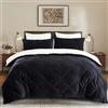 Lanqinglv Copripiumino 220 x 240 cm flanella pile Sherpa inverno caldo piumino peluche biancheria da letto matrimoniale nero bianco reversibile Pintuck ragazza adolescente biancheria da letto Avez zip