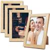 YUESIKJ 4 Pezzi Cornice Foto 10x15 CM Portafoto Cornice da Parete e Tavolo in Legno Massello e Pannello in Plastica Decorazione Della Tavola