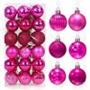 Sprinlot Palline di Natale Rosa Rossa 36 Pezzi, 4cm Plastica Addobbi Natalizi, Bagattelle per Alberi, Decorazioni per Feste di Matrimoni