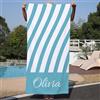 NIBESSER Telo Mare Personalizzato con Nome Telo Mare Grande Microfibra per Adulto Bambini Asciugamano Mare Antisabbia a Righe Morbido per Piscina Viaggio, Strisce Curve- Azzurro, 90x180 cm