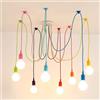 SHREALMS Lampadario luci ragno Lampada da soffitto sospensione a più colori fai-da-te Kit di illuminazione infissi Stile vintage industriale moderno Agriturismo soggiorno (ciascuno con cavo lungo 2 m) (8-Luce)