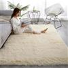 Meiju Mateju Tappeto Salotto Moderno Peloso, Tappeto Camera da Letto per Soffice e Soffice Colori Solidi, Tappeto Pelo Lungo Lavabili Antiscivolo per Camera dei Bambini (160x230cm,Beige)