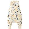 Duomiaomiao Sacco nanna con piedi, per tutto l'anno, in 100% cotone, con piedi, 1,5 Tog, sacco nanna con gambe, per bambini e bambine(Panda beige/6-12 mesi)