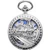 TREEWETO - Orologio da tasca da uomo, antico, scheletro, meccanico, cassa in bronzo, 3D, treno a vapore, ferrovia, numeri romani