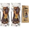 BPS BUENA PET SHOP 2 sacchetti osso prosciutto per cani naturali al vuoto medio rafforzamento dei denti stick dentale Dog Snack (ogni sacchetto 450-460g) BPS-6933 * 2
