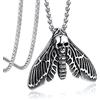 Bandmax Collana Falena Ciondolo Uomo, Teschio in Acciaio Inossidabile, Argento Pendente Ragazzo, Moto Rock Gotico Hip Hop Gioielli