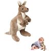 HaOrchid Kangaroo Peluche, 28cm Bambola Canguro Peluche, Cuscino di Peluche a Canguro, Grigio Chiaro, Canguro Madre con Bambino Peluche, per Coccolare, Giocare e Dormire, Regalo per Bambini, Ragazzi Ragazze