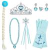 MAGIC SELECT Accessori Principessa Set 7 Pezzi. Kit di Accessori per Costumi Ragazza. Anello, Orecchini, Guanti, Bacchetta Magica con Fiocco di Neve, Corona, Fermaglio per Capelli con Treccia Bionda per Bambine.