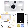 KODAK EKTAR H35N Half Frame Film Camera Kit Premium, 35 mm, riutilizzabile, senza messa a fuoco, lampadina, filtro a stella, obiettivo rivestito (pellicola e batteria AAA non incluse) (Argento rigato)