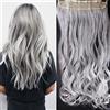 SEGO Extension Clip Capelli Lunghi Mossi Fascia Unica [Grigio Argento] 60cm One Piece Sintetico Ondulato con 5 Clips 3/4 Full Head 120g