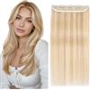 S-noilite Extension Capelli Veri Clip, One Piece Naturali Extension Capelli Veri, Estensioni Dei Capello Umani Clip, 5 Clips Hair Extensions, 55cm 55g Biondo Sporco Mix Biondo Candido #18P613