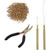 YTBYT Set di extension per capelli con micro anelli, 1 pinza, 1 micro anello, 1 ago, 1 gancio e 500 microanelli per extension per capelli (biondo scuro)