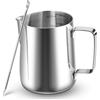 Kolamom Bricco Latte Acciaio Inox 350ml, Bricco Latte con Segno Di Misurazione, Pentolino Latte per Espresso, Montalatte, Latte Art, Amanti Del Caffè Accessori