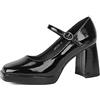 QUEEN HELENA Scarpe Eleganti con Tacco con Plateau Cinturino Donna ZM9523 (Nero, Sistema Taglie Calzature EU, Adulto, Donna, Numero, Media, 39)