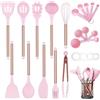 Arquiel Utensili Da Cucina Silicone, 22 Pezzi Set Mestoli Cucina, Set Di Spatole Per La Resistenza Al Calore, Set Utensili Cucina Per Padella Antiaderente (Rosa)