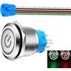 Gebildet Pulsante a scatto da 22mm con presa cavo 3A-12-24V(AC/DC) 1NO 1NC SPDT On Off Metallo Impermeabile IP65 Autobloccante (LED rosso e verde)
