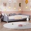 BLUON HOME Lettino imbottito per bambini, 90 x 200 cm, divano letto, in tessuto Teddy, multifunzione, morbido, letto con schienale e braccioli, colore: grigio