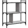 HETFTJN Libreria Stretta E Alta Mobiletto Multiuso Mobiletto Ingresso Salvaspazio Libreria Bassa - Libreria Grigio Sonoma 3 Ripiani 76x32x88 cm Legno Multistrato per Cucina Salotto Ufficio