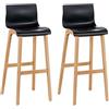 CLP Set 2 Sgabelli Design Hover in Polipropilene E Legno Naturale I Sgabelli Alti Bancone Alt. 77CM I Sedie Cucina Penisola con Schienale, Colore:Nero