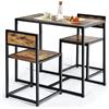 RELAX4LIFE Set 3 Pezzi con Tavolo e 2 Sedie in Legno Robusto e Ferro, Set di Tavolo con 2 Sedie a Scomparsa in Stile Industriale, Ideale per Sala da Pranzo, Cucina e Balcone (Marrone)