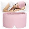 FRESHME Mascherina per dormire rosa che blocca la luce, realizzata a mano, in cotone, per donne, uomini, ragazze, morbida e traspirante, regolabile, con custodia da viaggio, ottima compagna per la