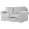 SYLC Ektorp Copridivani Con Cuscini E Schienale Separati, Velluto Elasticizzato Copridivano 1/2/3/4 Posti Con Braccioli, Copri Divano Antiscivolo (Light grey,Large 3-Seat Set 5 PCS)