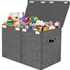 VERONLY Scatola Porta Giochi Bambini, Contenitore Giochi Bambini con Coperchio, 83L Grande Baule Portagiochi Bambini Per Giocattoli, Libri, Vestiti, Camere Da Letto (Grigio scuro)
