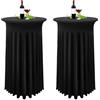 YMHPRIDE 2 Pezzi Nero Rivestimento Elastico per tavoli con Gonna Ø80-85cm Fodera Elastica Tavolo Alto, Tovaglia Stretch Cover Tavolo, Copritavolo Elastico Bar Matrimoni Catering (80X110cm,Nero)