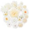 MWOOT 17 Pezzi Teste di Fiori Artificiali, Fiori Finti per Decorazioni, Capolini Finti Misti, Rose Peonia Ninfea Finte Fai da te Corona Torta Bouquet Da Sposa Matrimonio Festa Casa Giardino(Bianco)