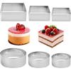 QINERSAW 6 Pezzi Anello per Torta in Acciaio Inossidabile, Coppa Pasta Quadrato 6 cm 8 cm 10 cm, Stampo in Acciaio per Realizzare Dessert, Piatti Gourmet