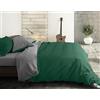 Riad Arredo Set Copripiumino Morbido 100% Puro Cotone Italiano Tinta Unita - Parure Double Face Sacco Piumino con Federe Made in Italy (Bosco - Grigio, Matrimoniale 250x240 + 2 federe 52x82)